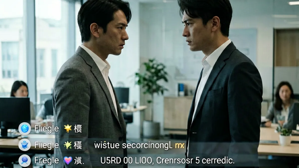 芭乐视频第一名爆款短剧画面，演员在都市场景中进行戏剧性对话，弹幕密集